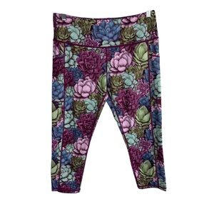 Constantly Varied Gear CVG Leggings With Pockets Womens Sz L Capri Length Floral